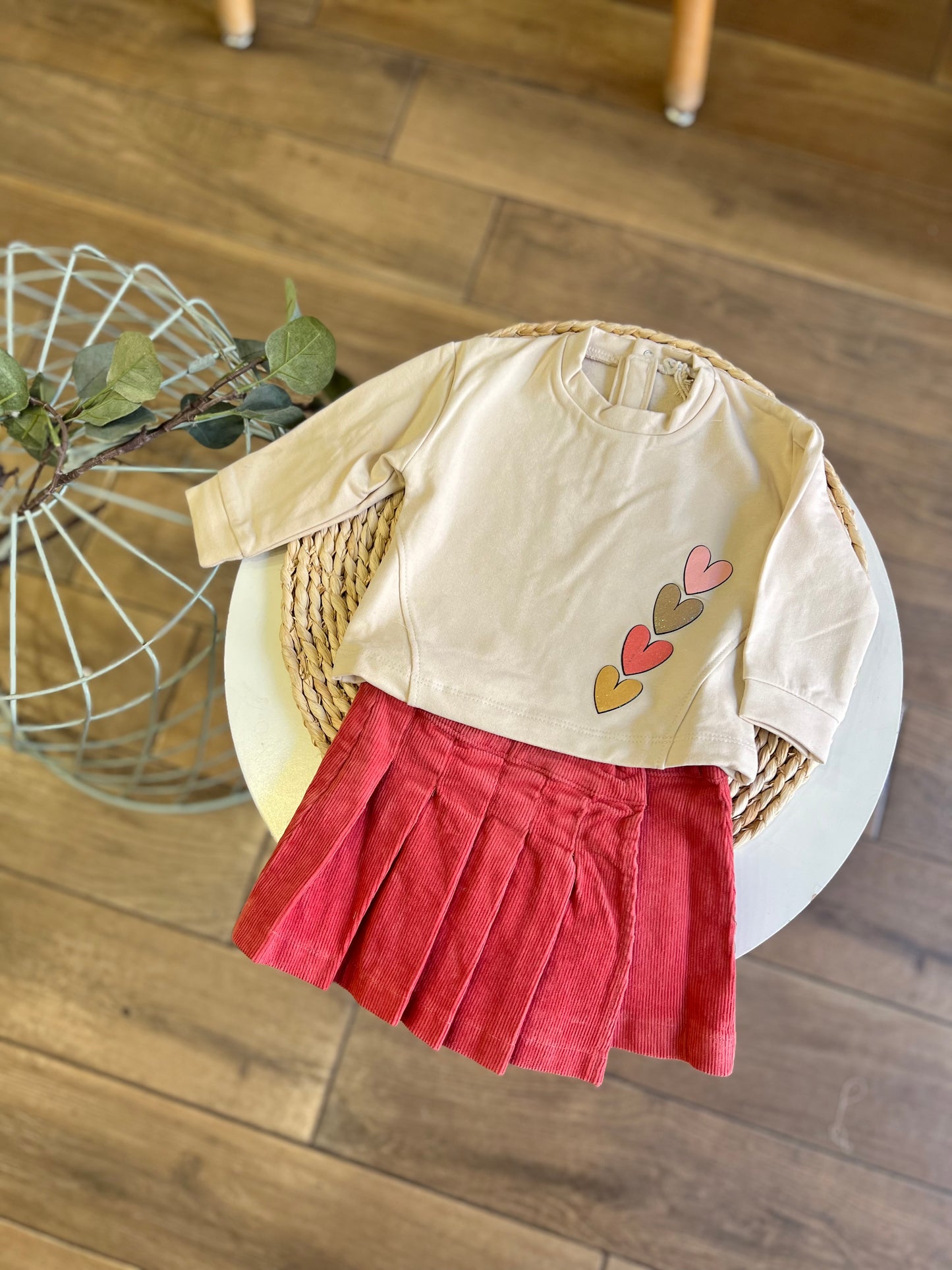 Completo gonna pantalone e felpa Heart
