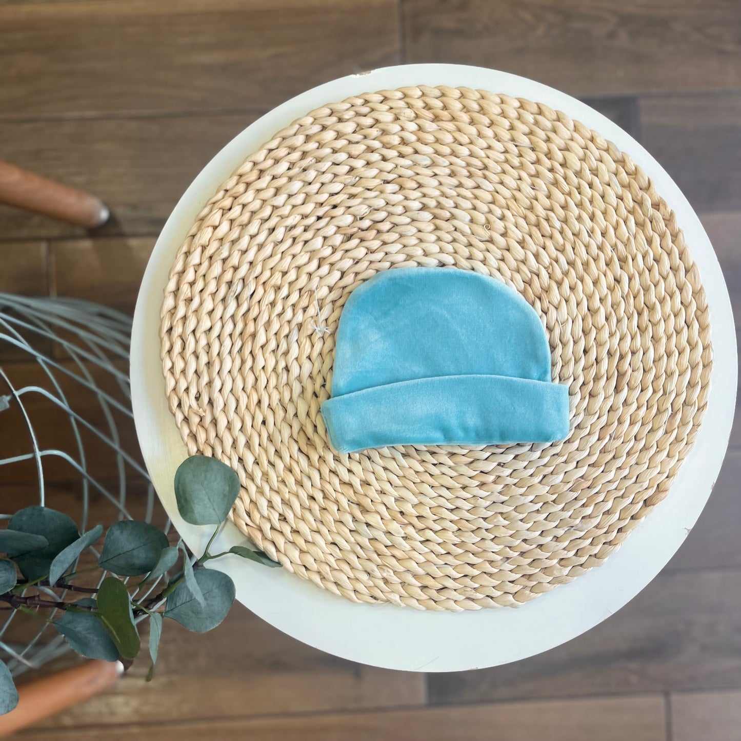 Cappellino in ciniglia petrolio