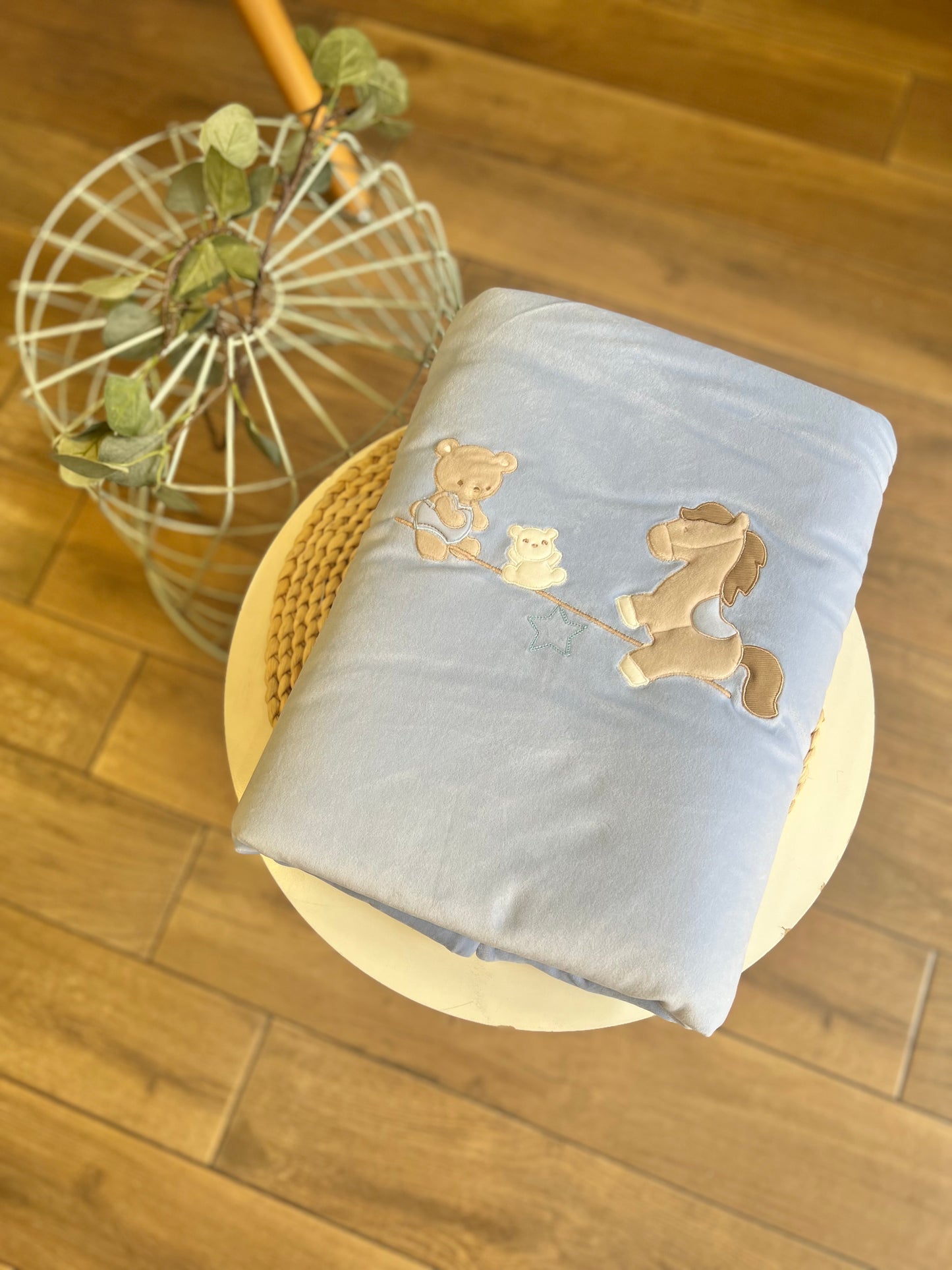 Coperta in ciniglia Cavalluccio azzurro