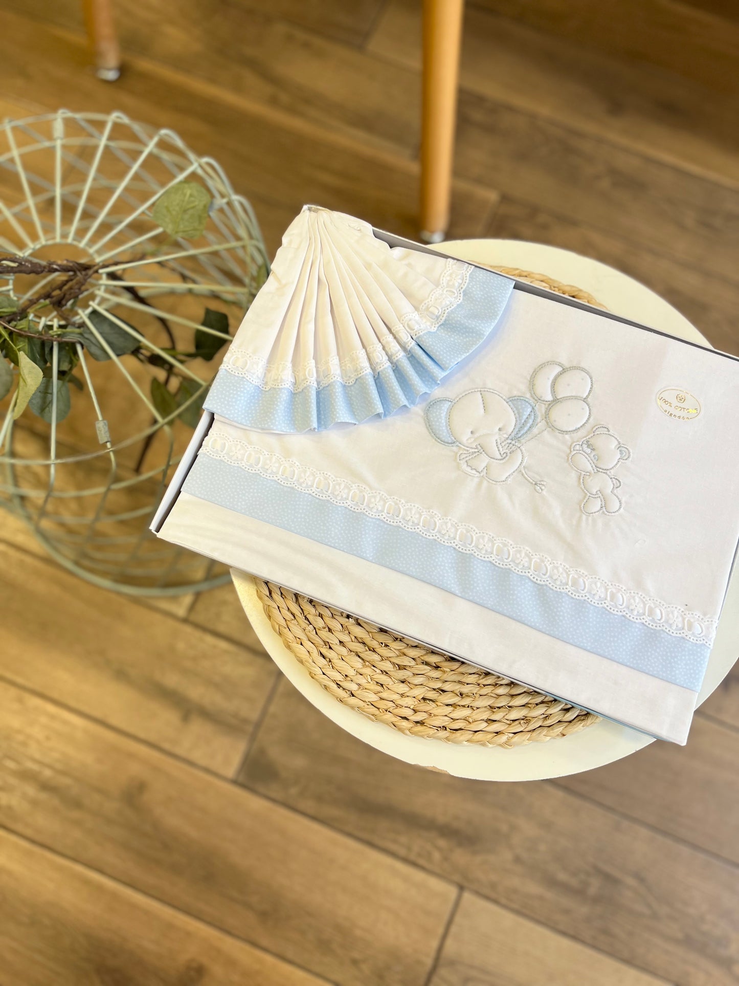 Set carrozzina Elefantino Pois Celeste