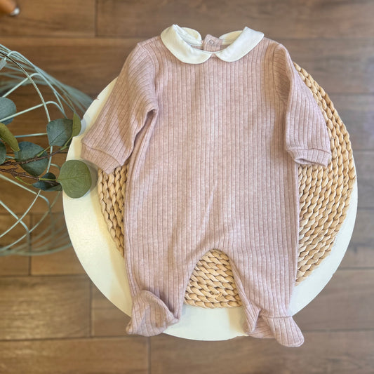 Tutina in ciniglia a costine rosa cipria