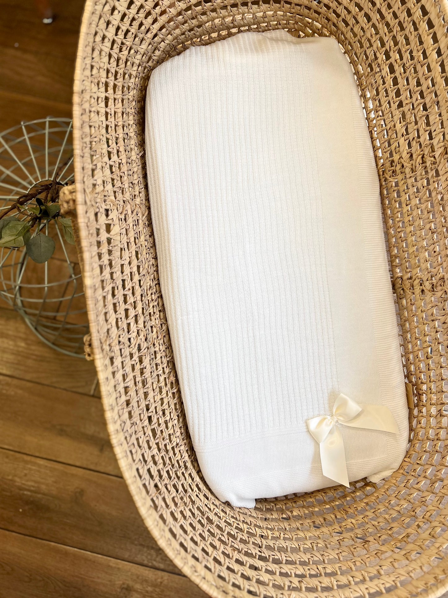 Coperta primavera/estate con fiocco in raso Panna