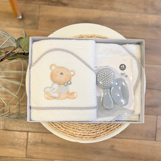 Set accappatoio, spazzola e pettine Grigio