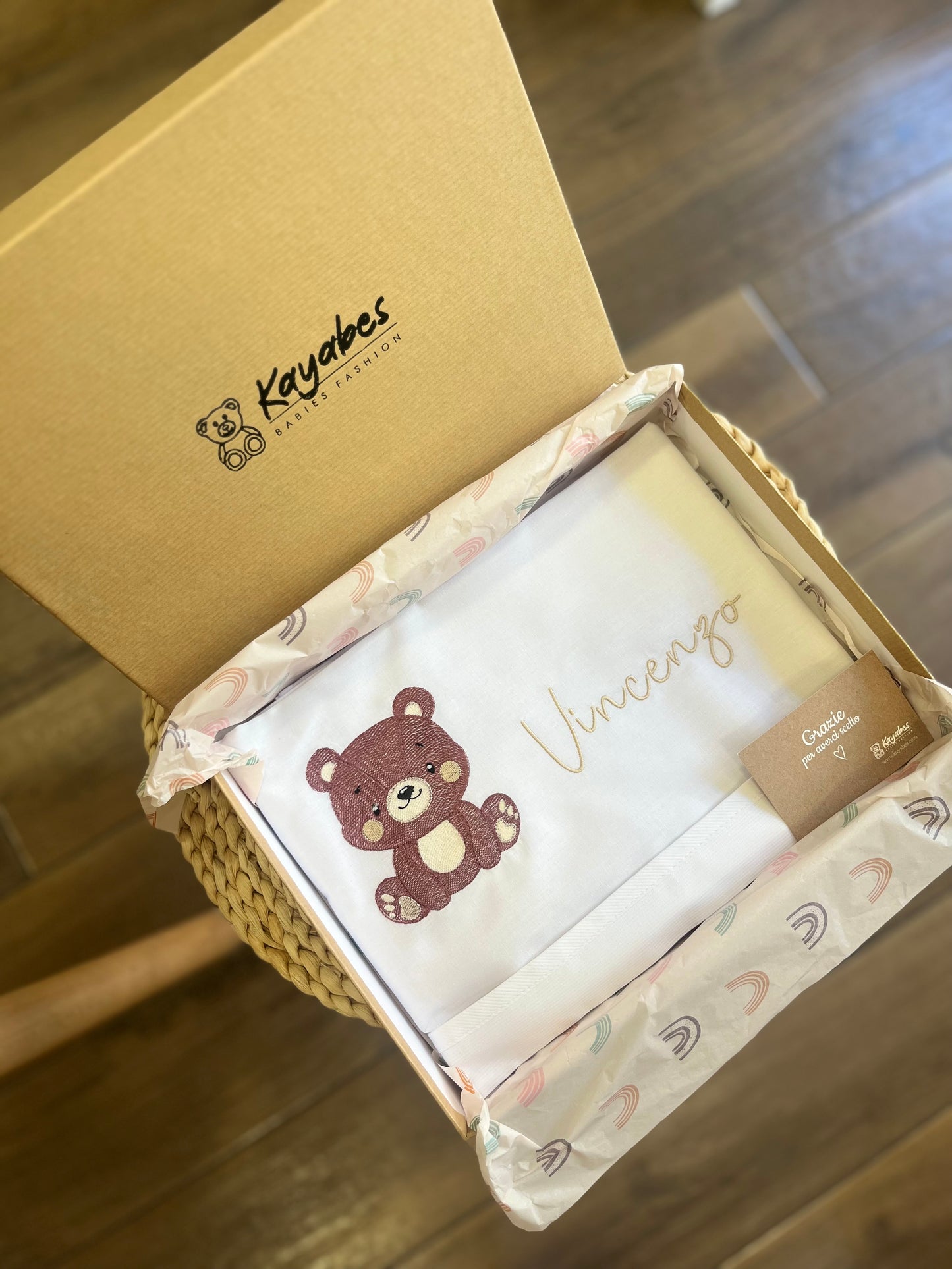 Set lenzuolino Lettino personalizzato con nome e disegno ricamato