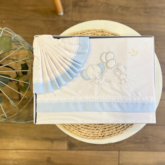 Set carrozzina Elefantino Pois Celeste