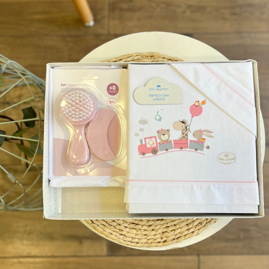 Set lettino + spazzole Trenino Safari Rosa