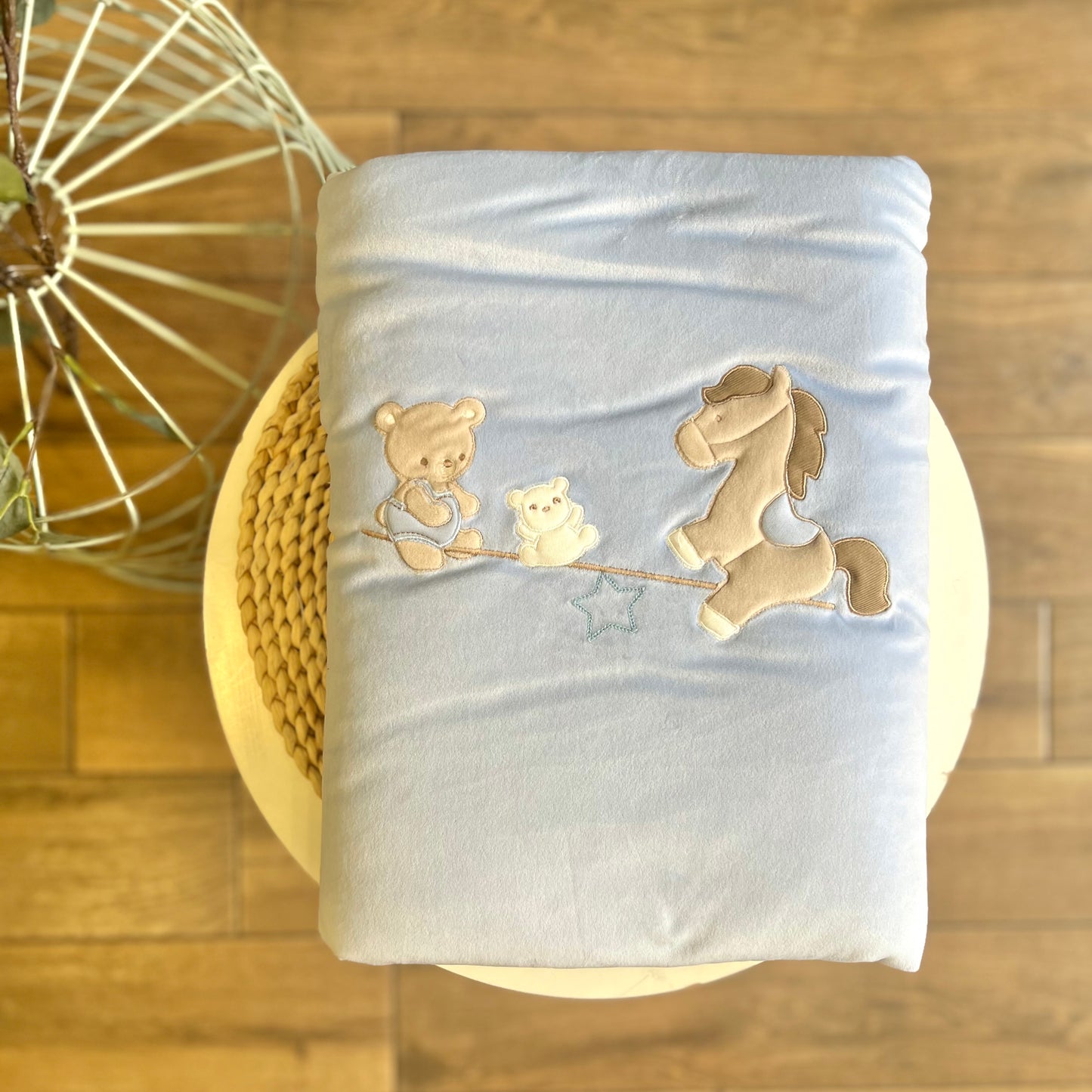 Coperta in ciniglia Cavalluccio azzurro