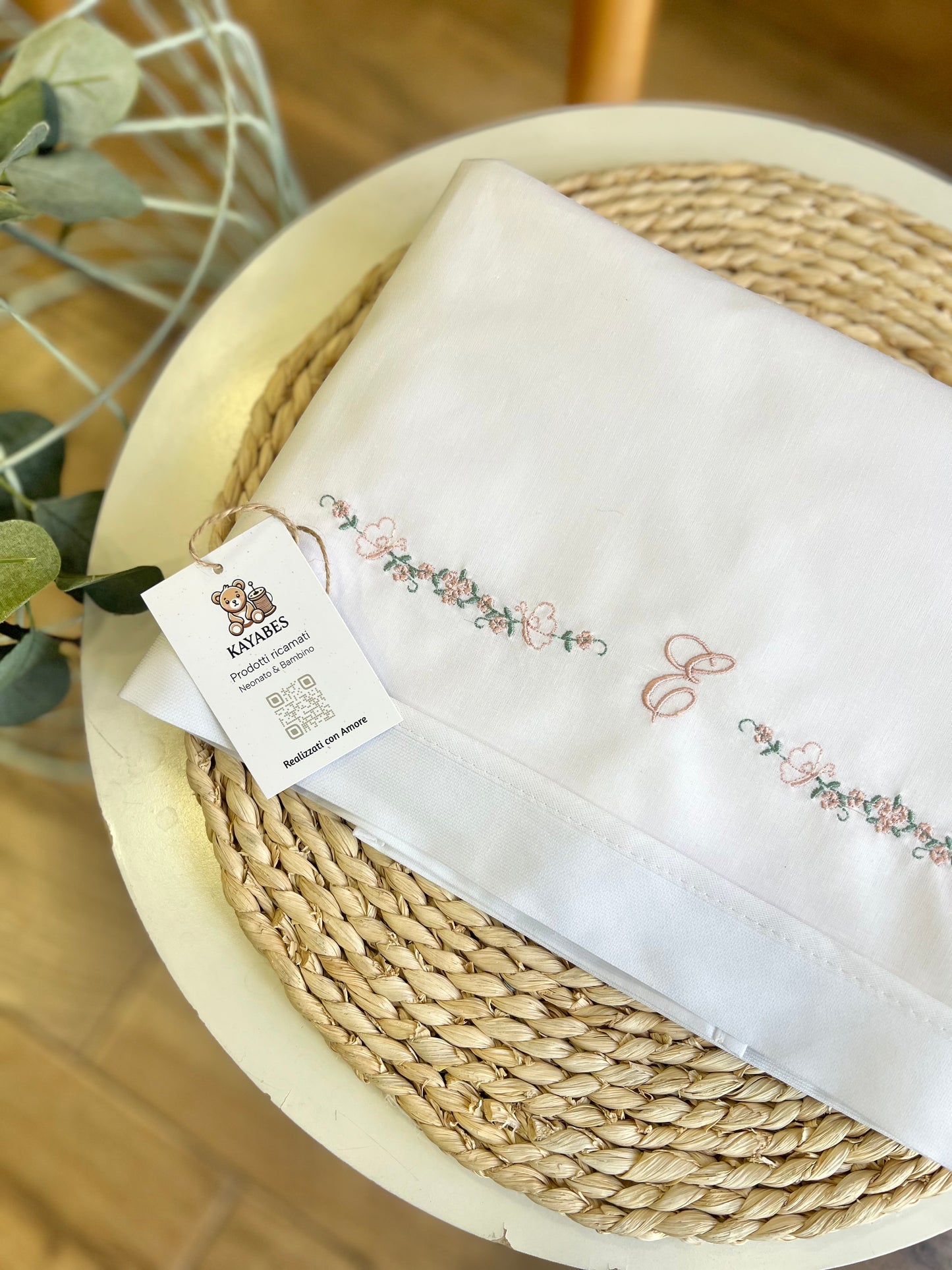Set lenzuolino carrozzina personalizzato con iniziale ricamato