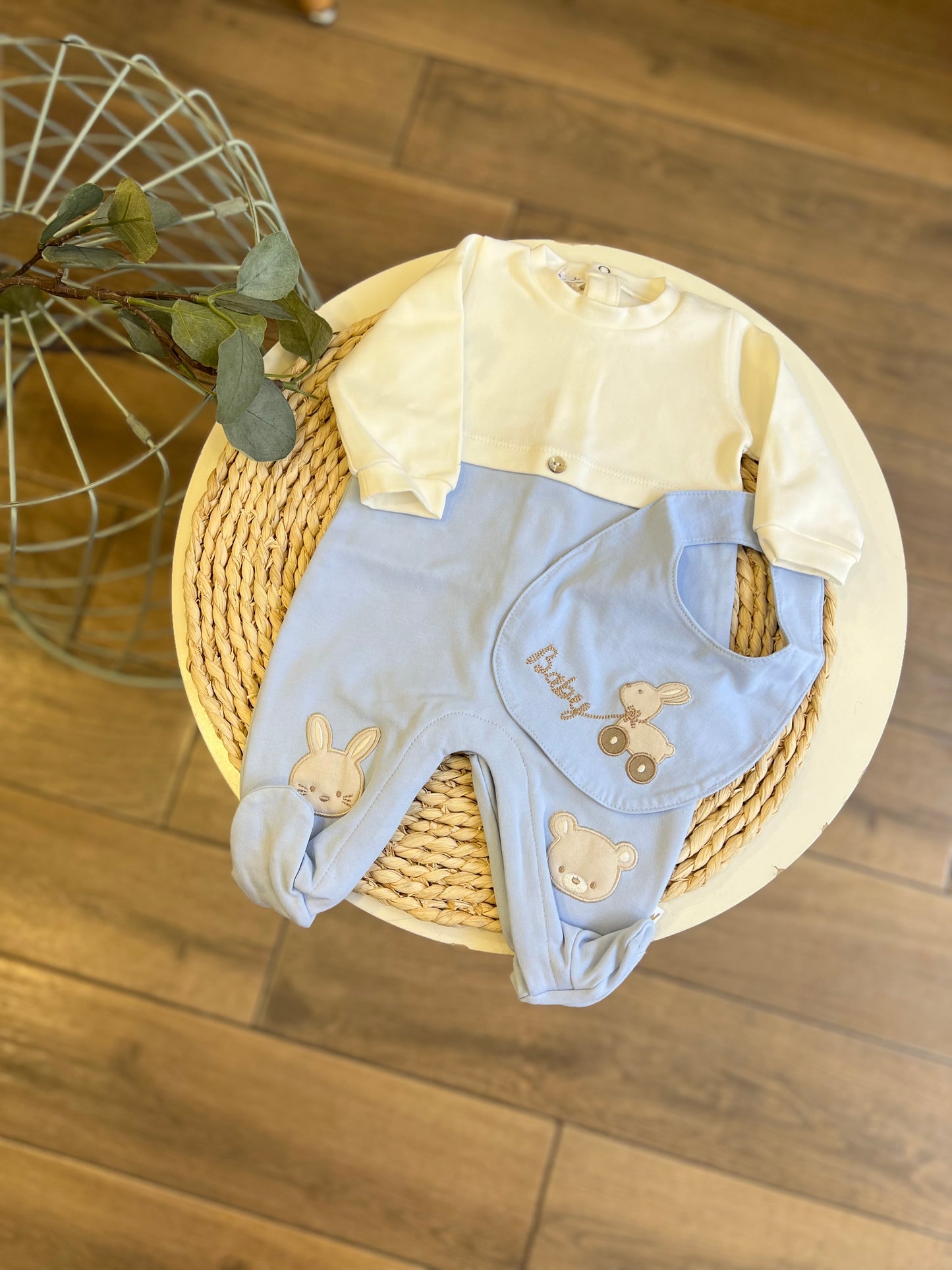 Tutina caldo cotone Baby con bavetta