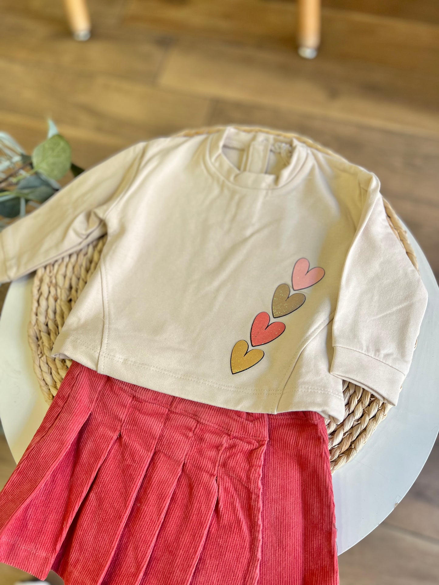 Completo gonna pantalone e felpa Heart