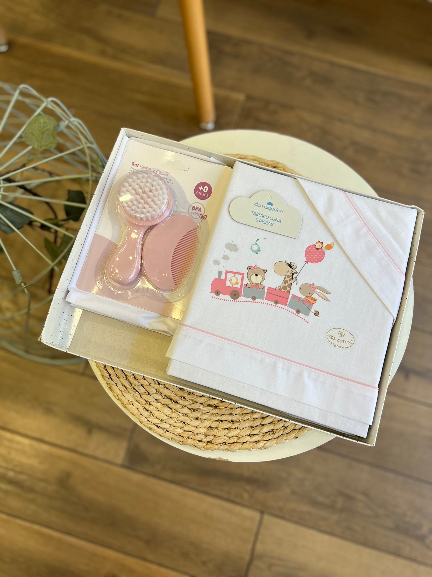 Set lettino + spazzole Trenino Safari Rosa