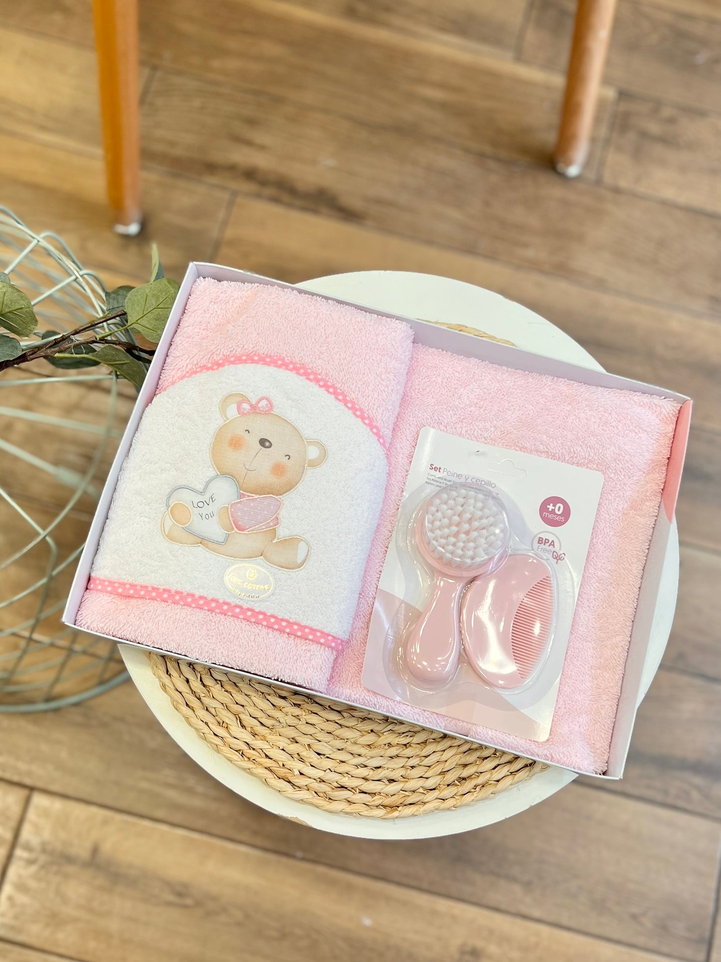 Set accappatoio, spazzola e pettine Rosa