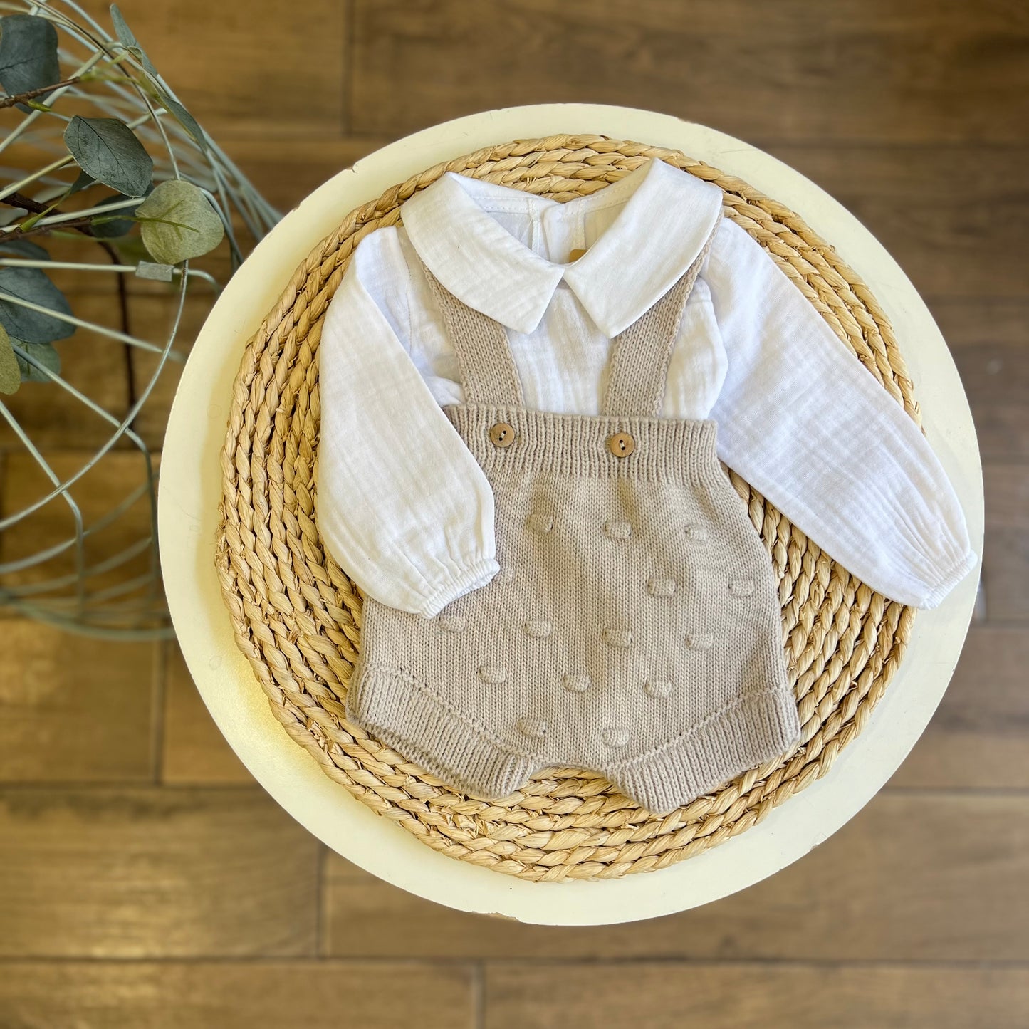 Completo camicia e salopette Pietra