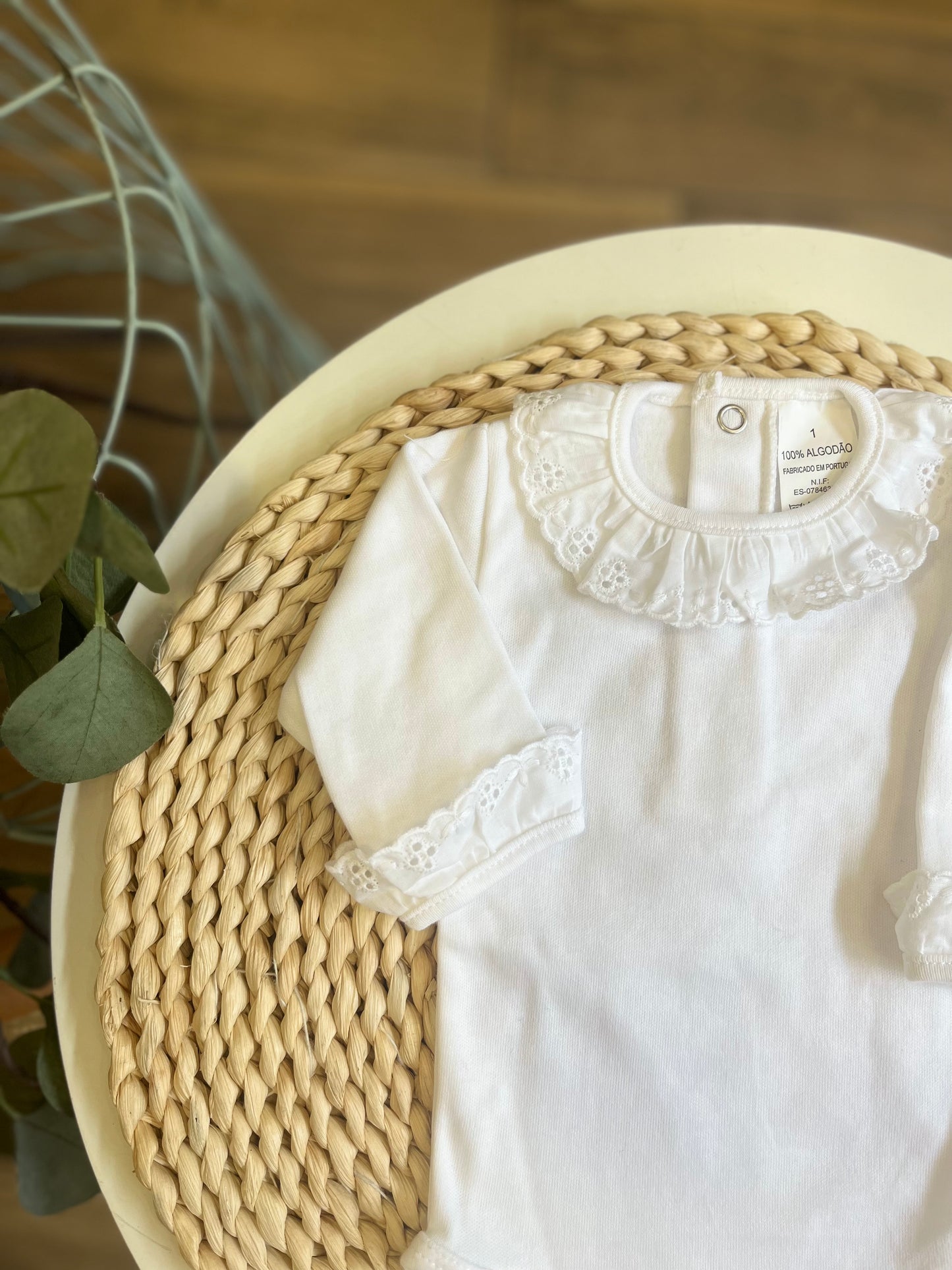 Body con colletto pizzo in caldo cotone