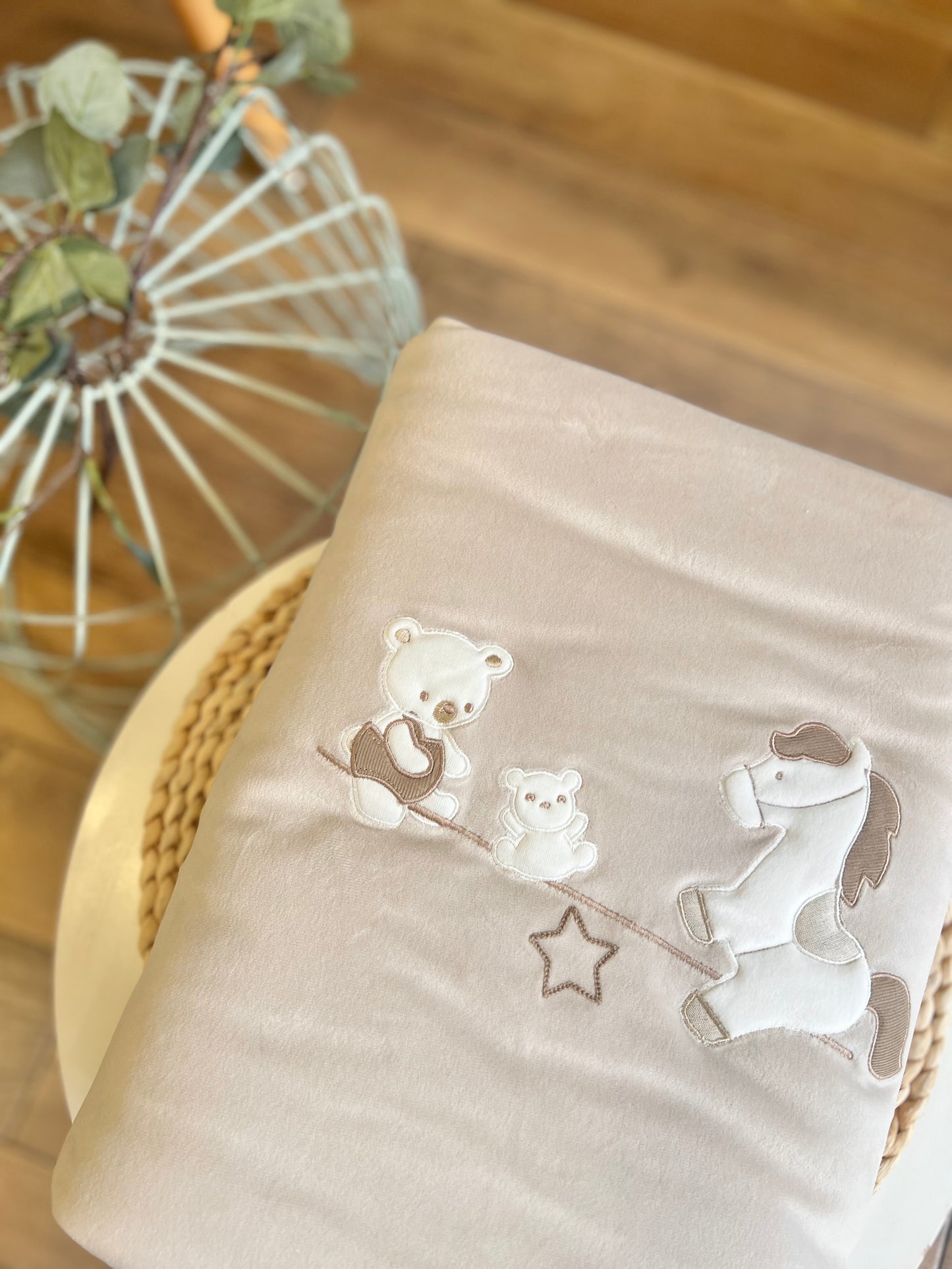 Coperta in ciniglia Cavalluccio beige