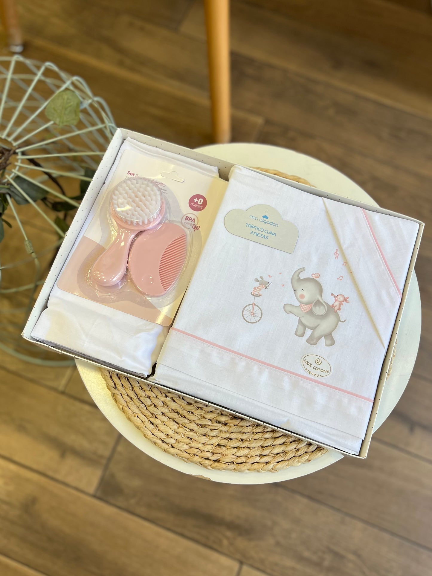 Set lettino + kit spazzole Elefantina Rosa
