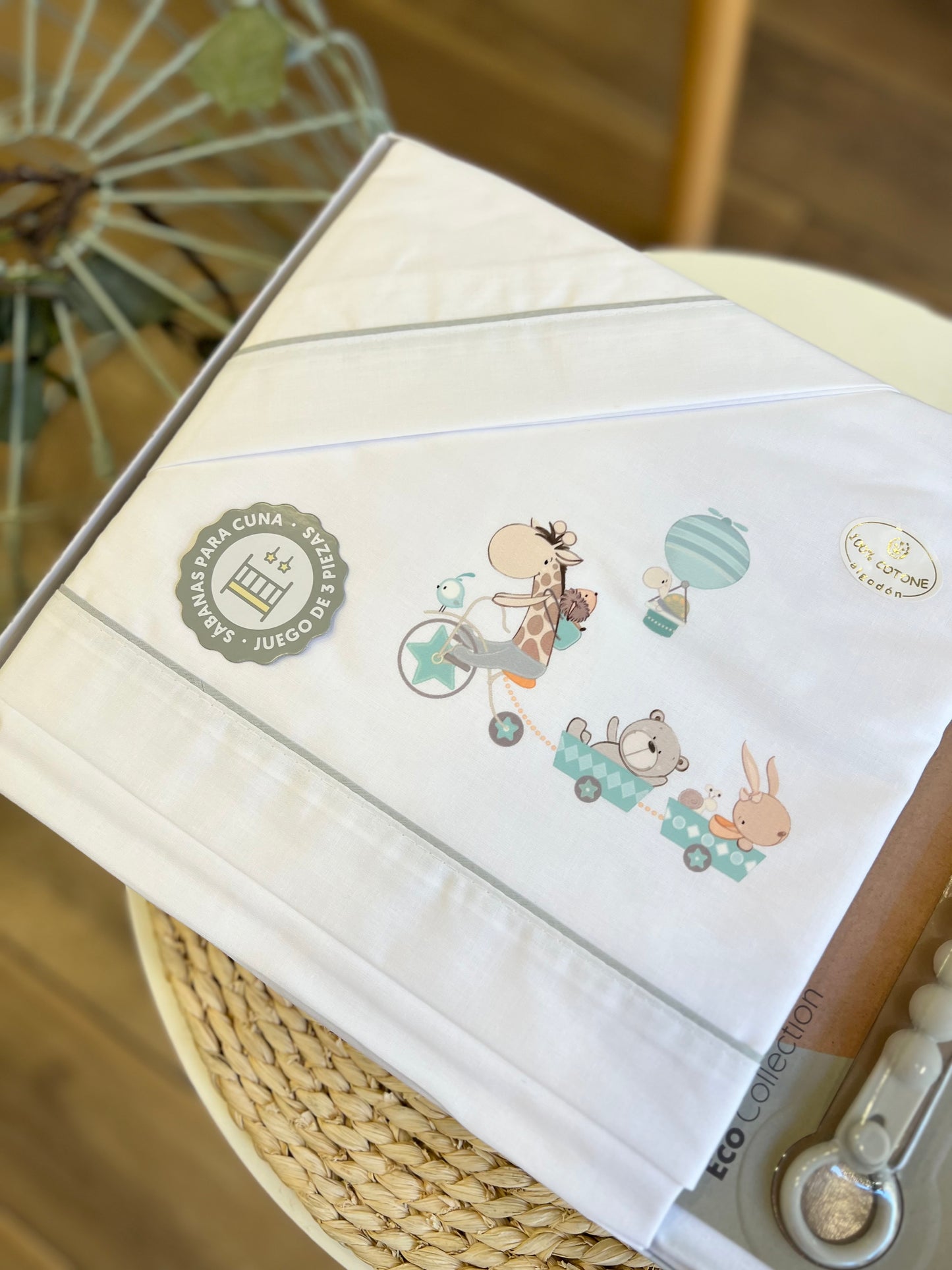 Set lettino + portaciuccio Trenino Safari Grigio
