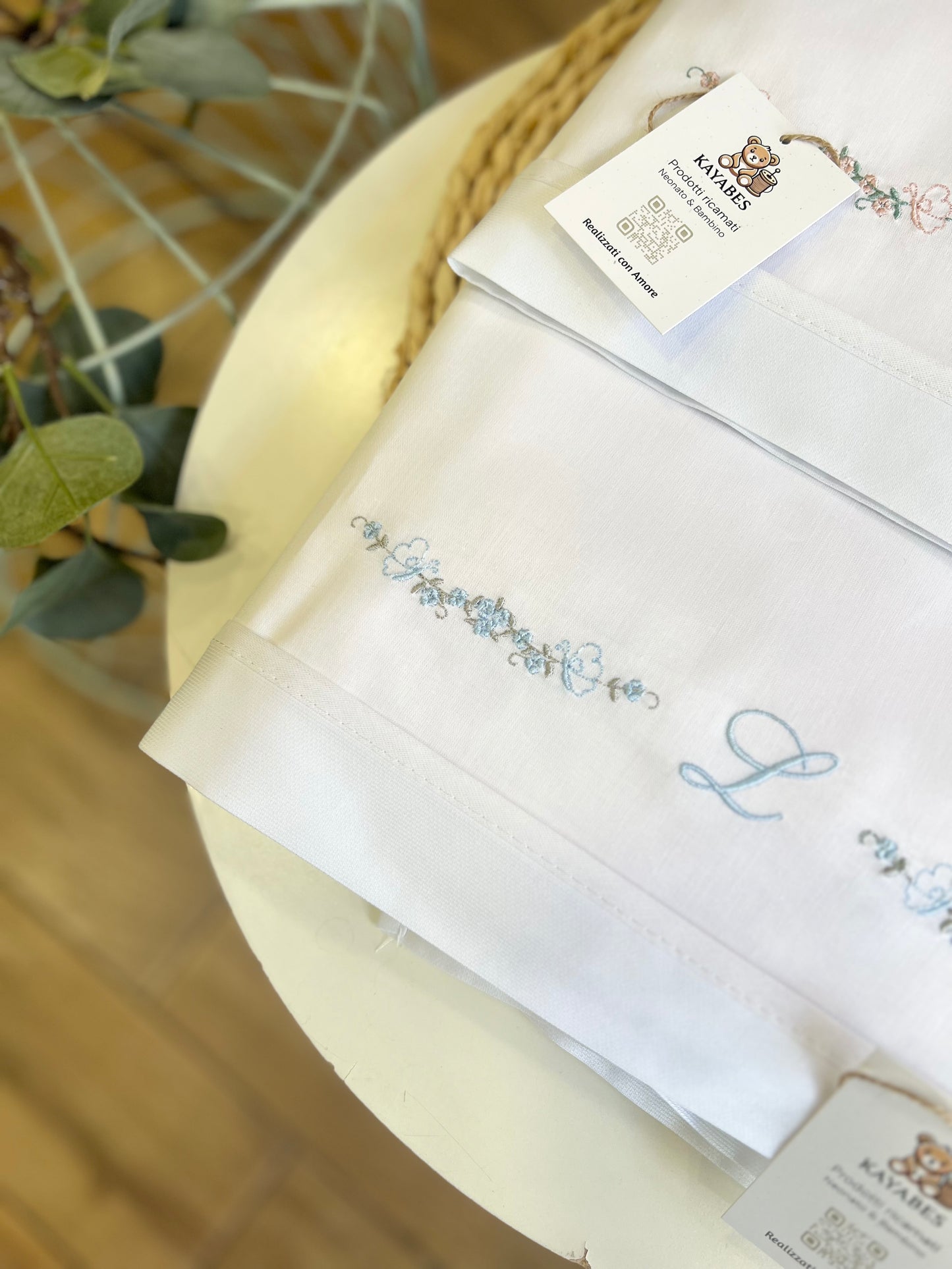 Set lenzuolino carrozzina personalizzato con iniziale ricamato