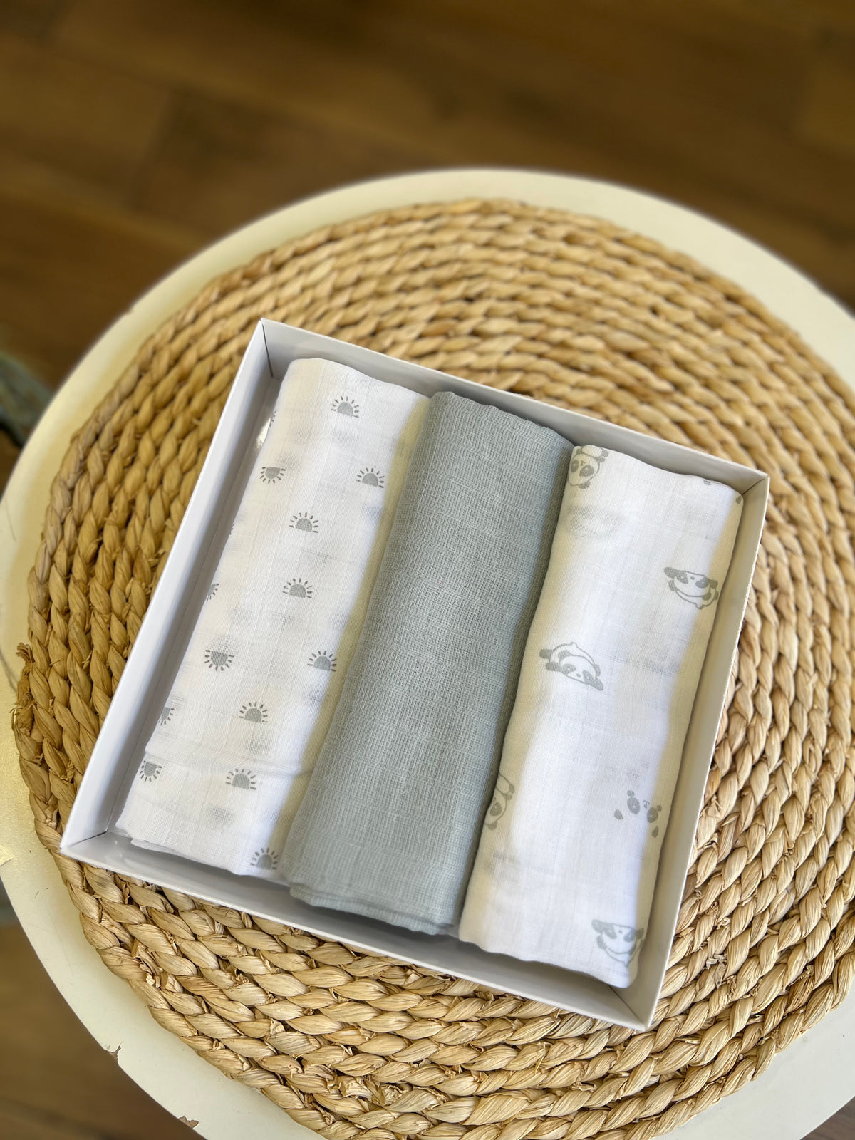 Quadrati in cotone garzato Grigio