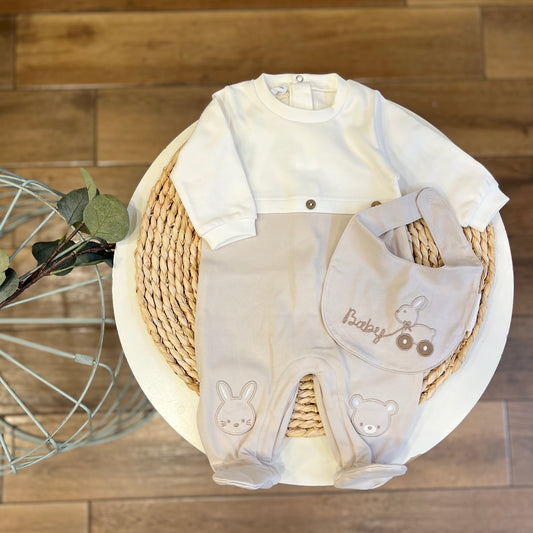 Tutina caldo cotone Baby con bavetta