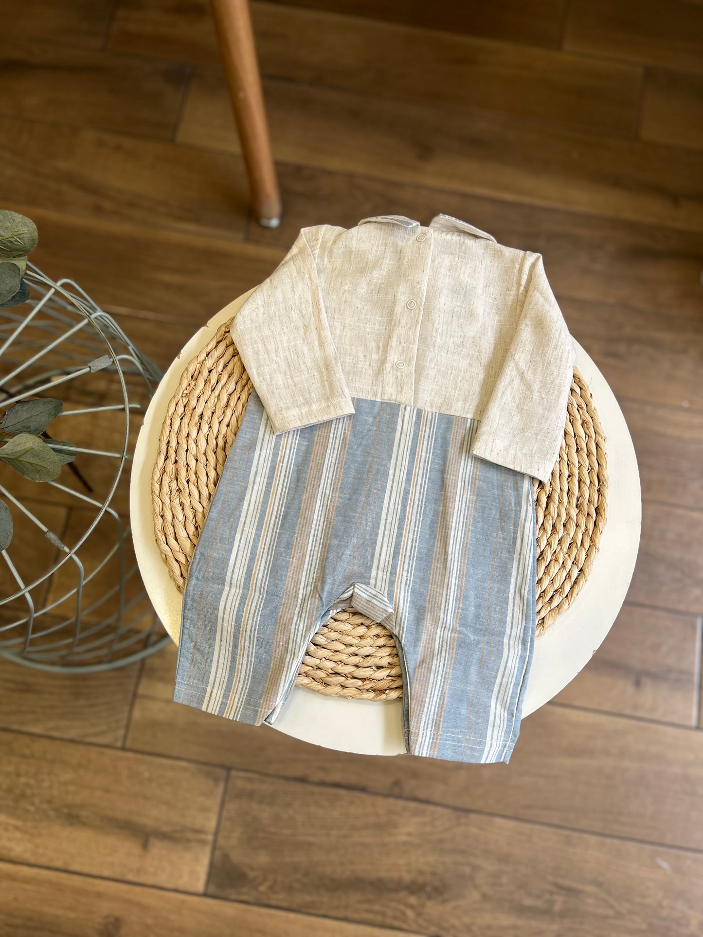 Tutina in cotone righe celeste
