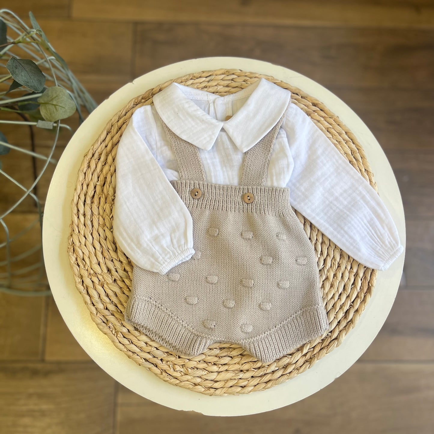 Completo camicia e salopette Pietra
