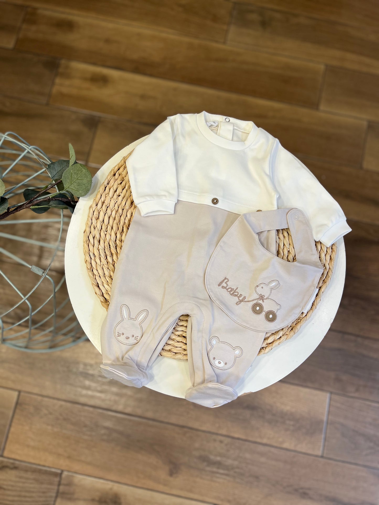 Tutina caldo cotone Baby con bavetta