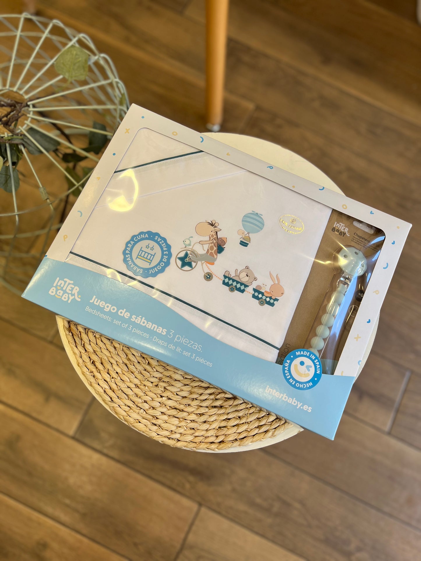 Set lettino + portaciuccio Trenino Safari Azzurro