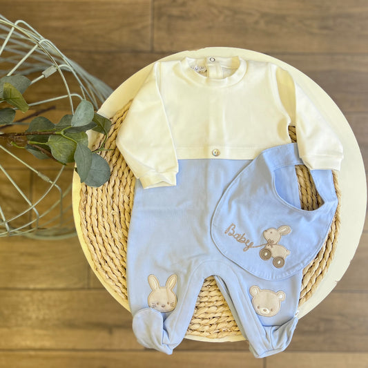 Tutina caldo cotone Baby con bavetta