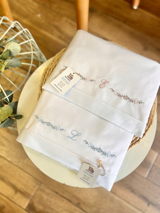 Set lenzuolino carrozzina personalizzato con iniziale ricamato