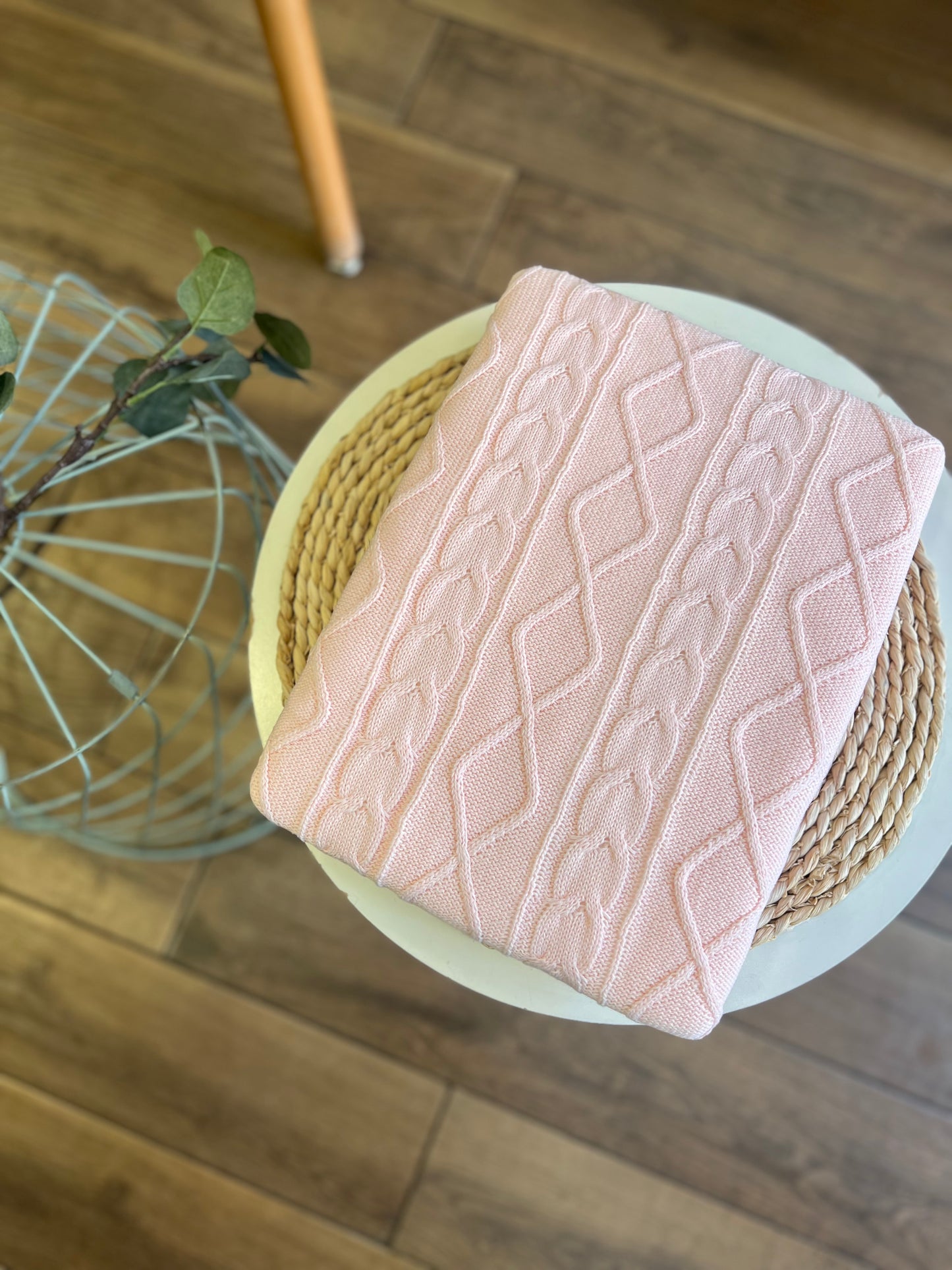 Coperta Pappa e Latte in maglia con pelliccia interna Rosa