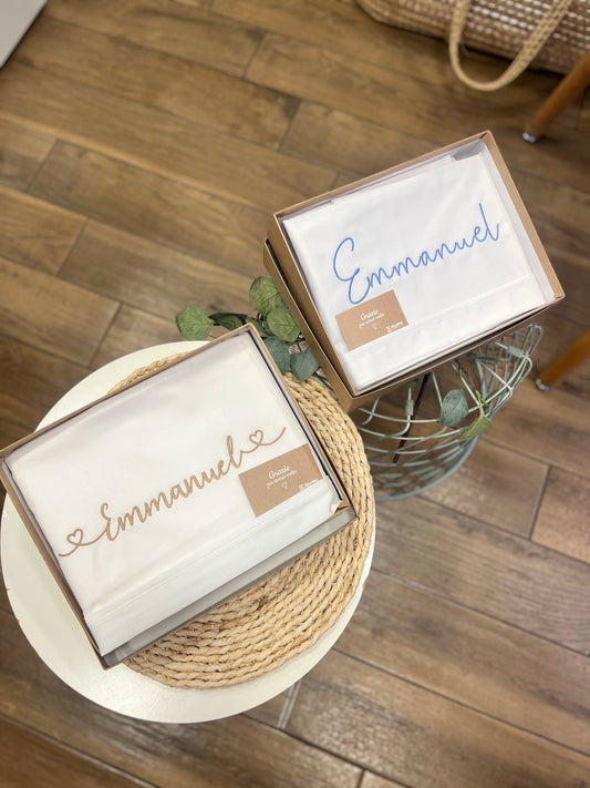 Set lenzuolino carrozzina personalizzato con nome ricamato