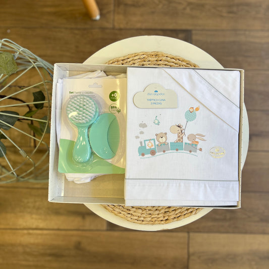 Set lettino con spazzole Trenino Safari Verde