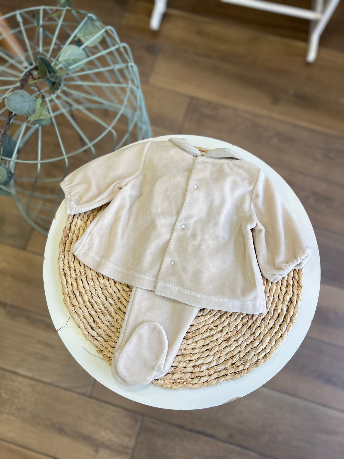 Completo in ciniglia punto smock Beige