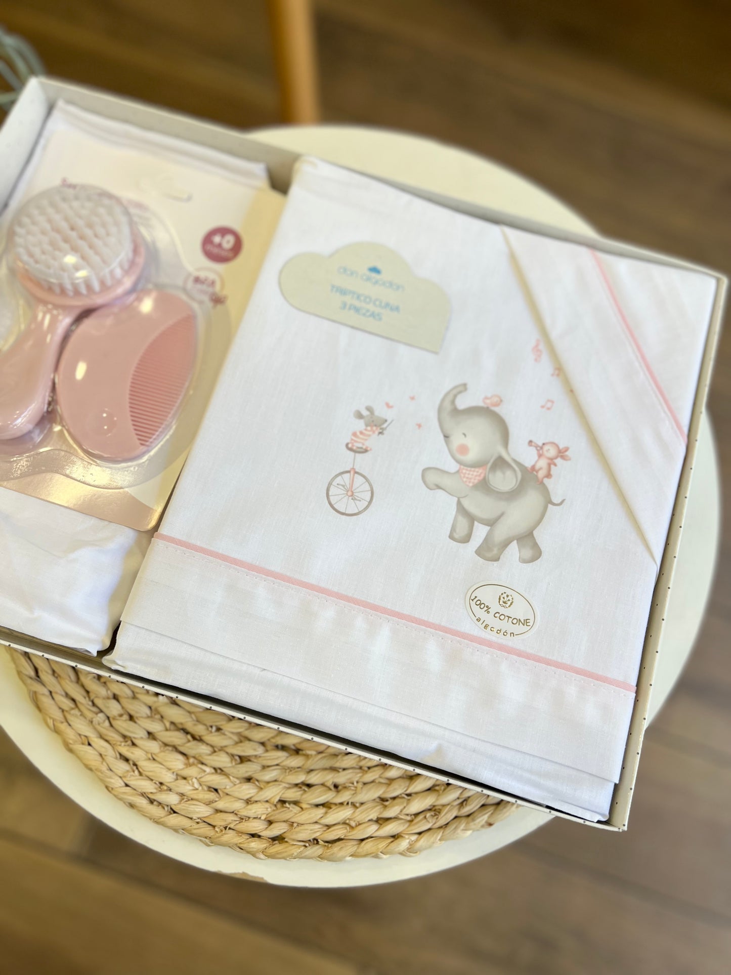 Set lettino + kit spazzole Elefantina Rosa