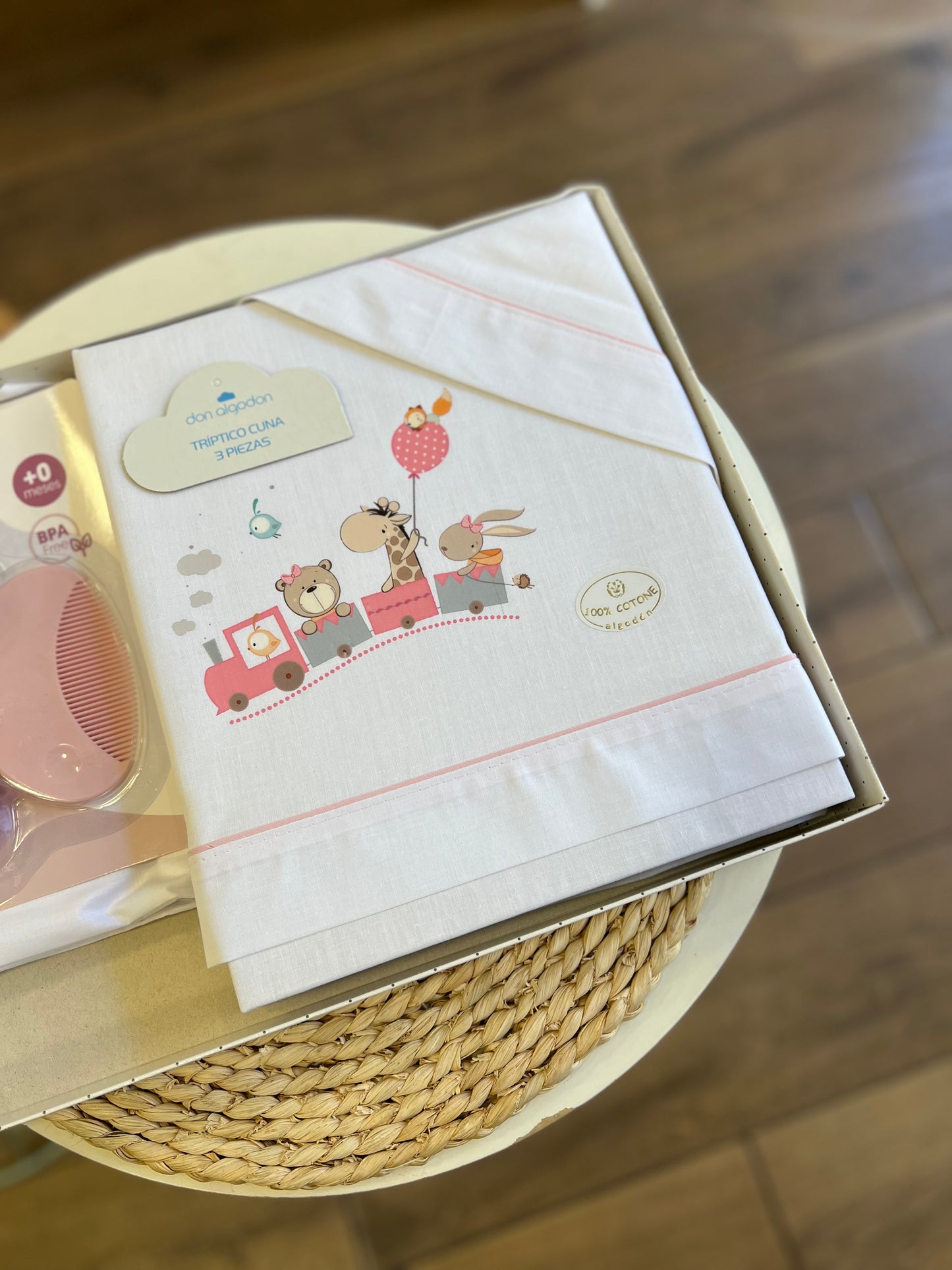 Set lettino + spazzole Trenino Safari Rosa