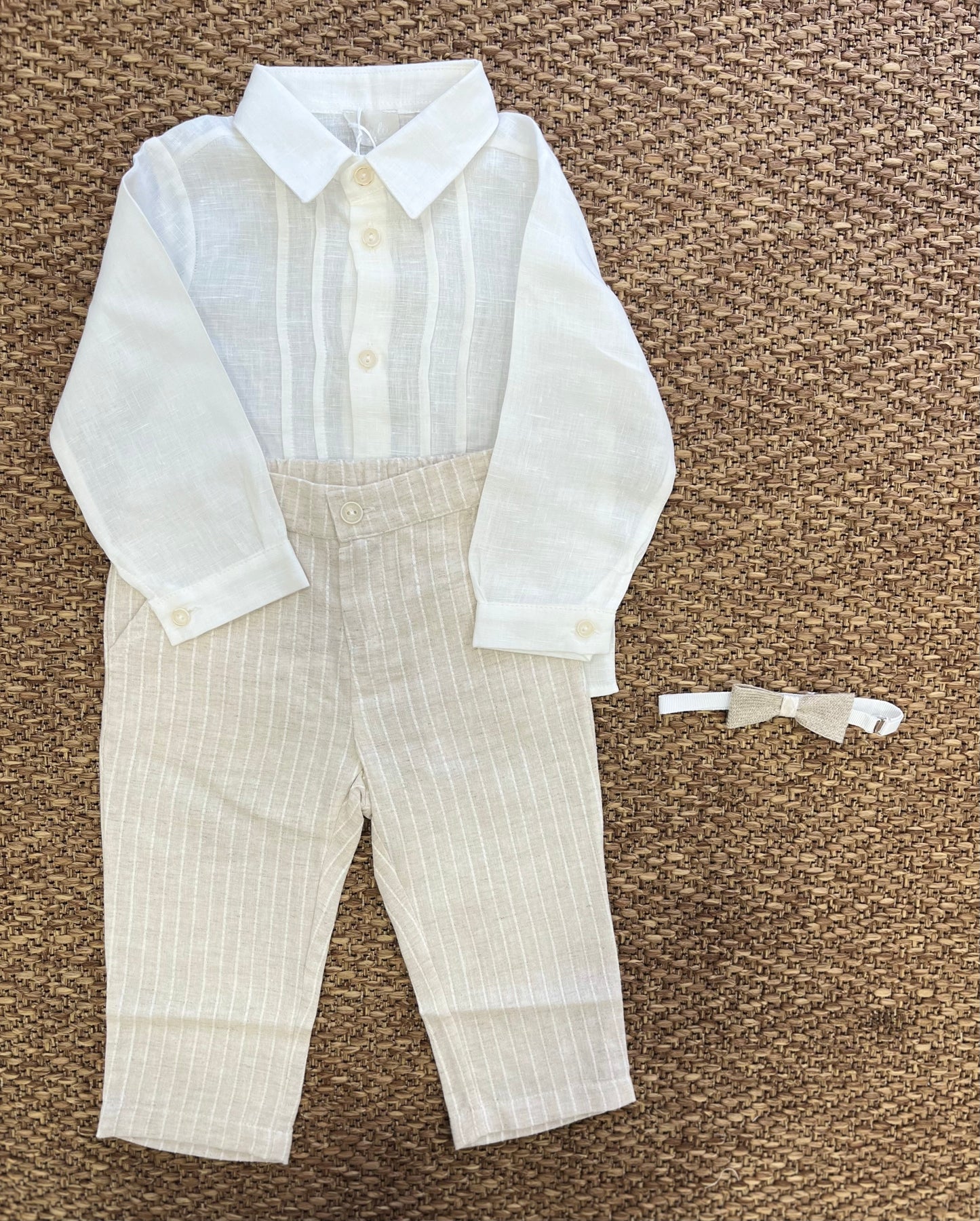 Completo misto lino con papillon