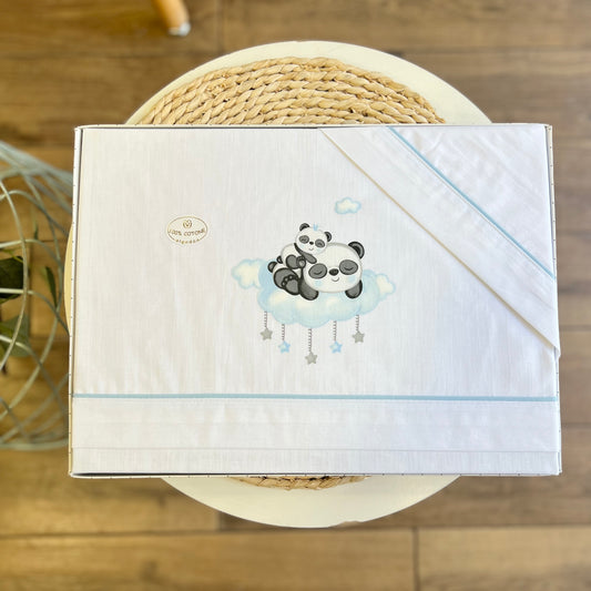 Set carrozzina Panda azzurro