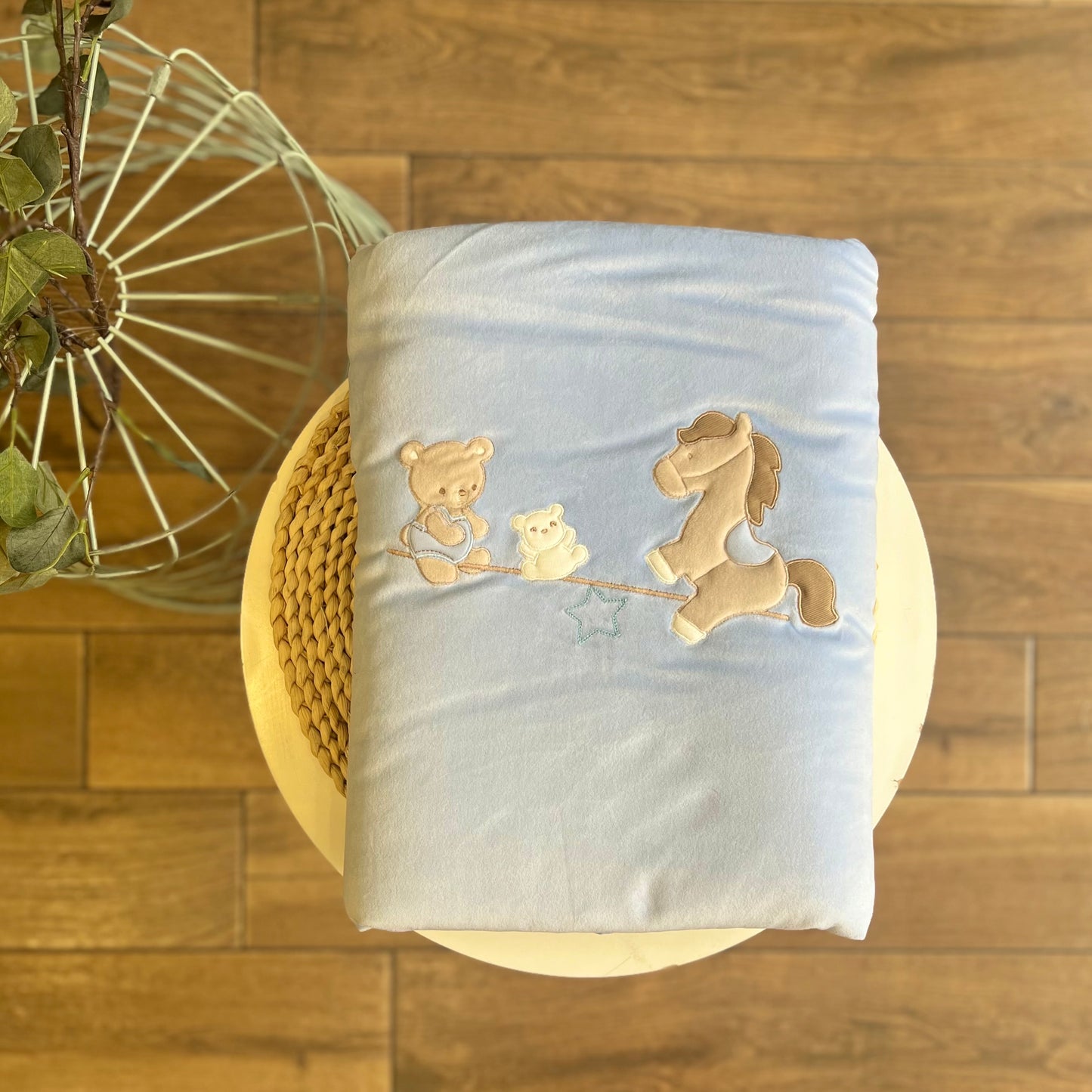 Coperta in ciniglia Cavalluccio azzurro