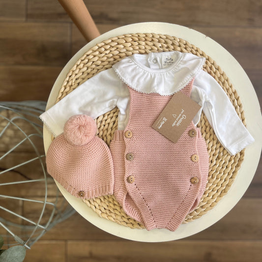 Set cappellino,body e pagliaccetto in maglia
