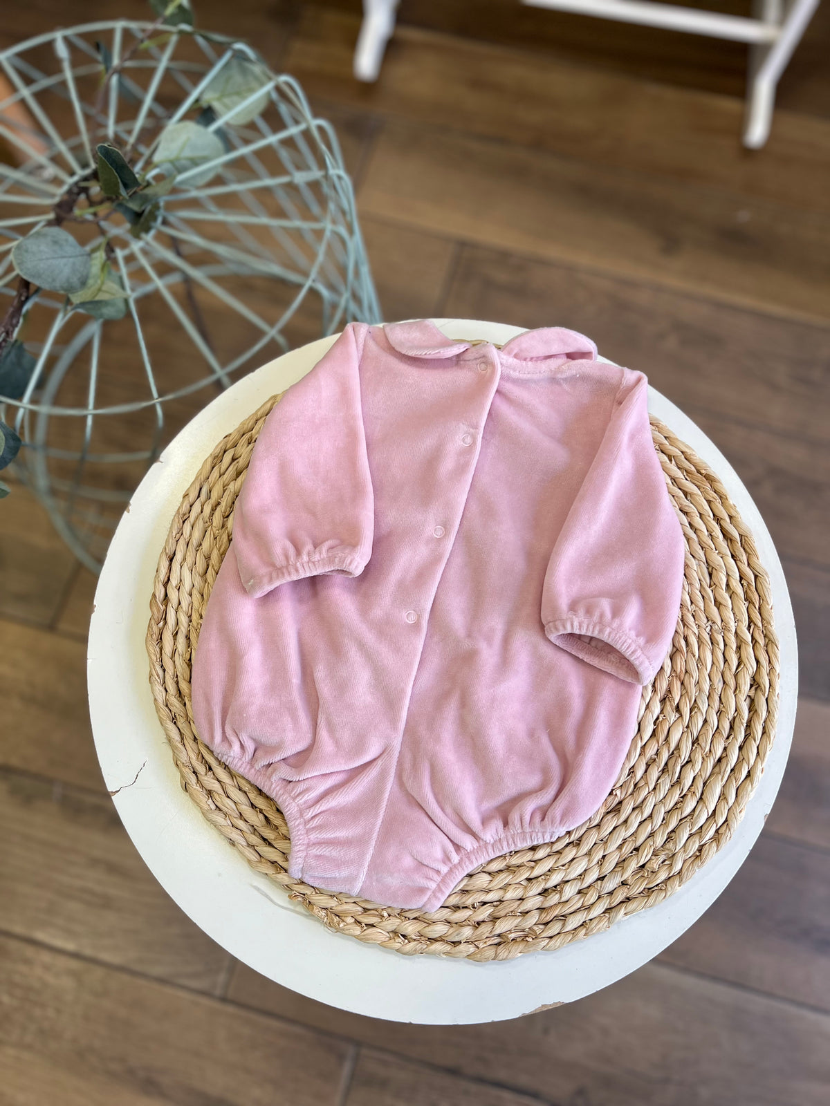 Pagliaccetto in ciniglia punto smock Rosa