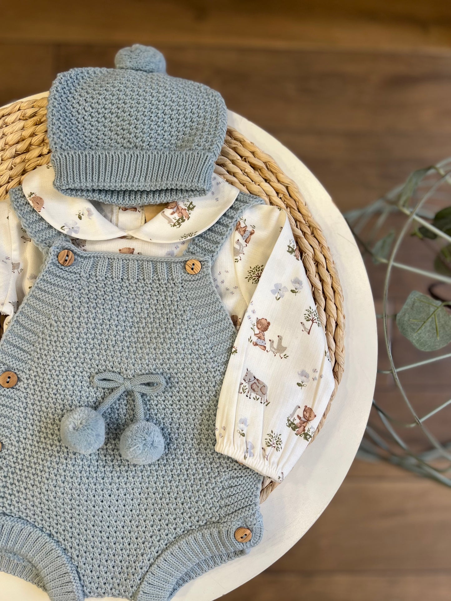 Completo invernale camicia, salopette e cappellino Azul