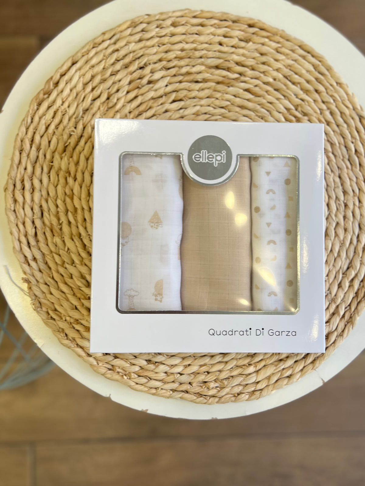 Quadrati in cotone garzato Beige