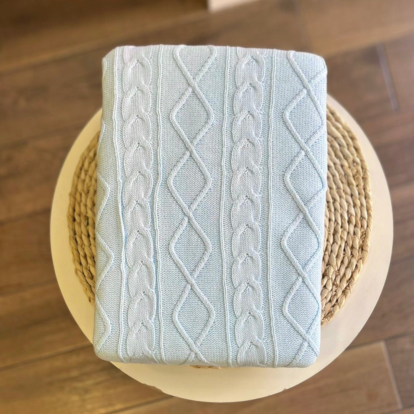 Coperta Ellepi in maglia con pelliccia interna Celeste