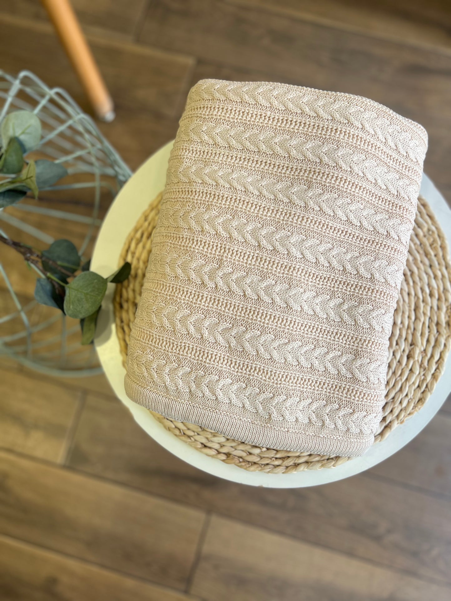 Coperta Ellepi in maglia con pelliccia interna Beige