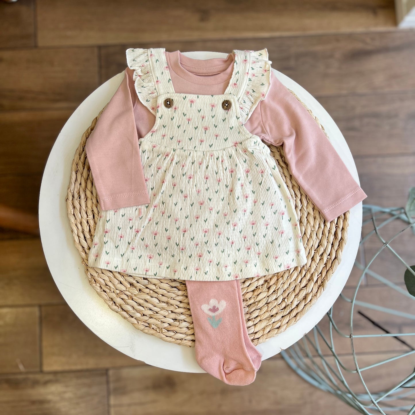 Completo salopette con calzamaglia Flower