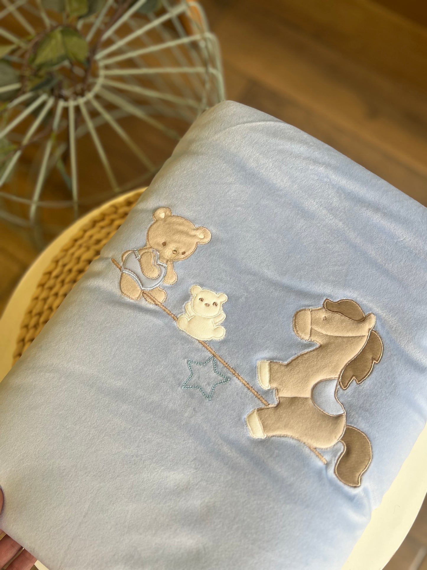 Coperta in ciniglia Cavalluccio azzurro