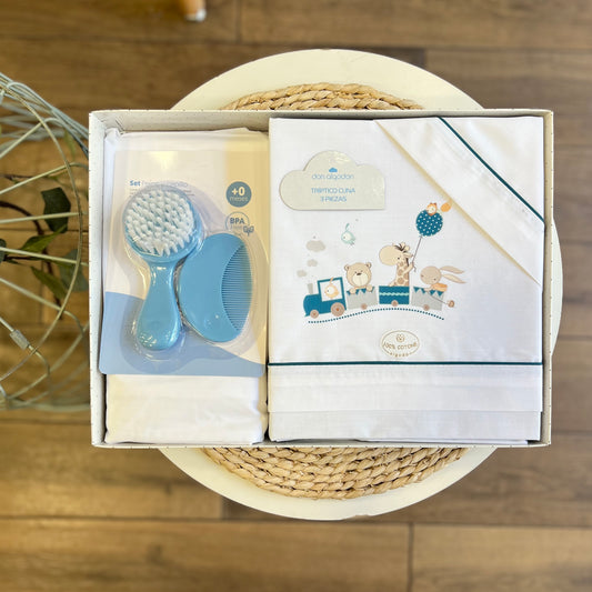 Set lettino con spazzole Trenino Safari Petrolio