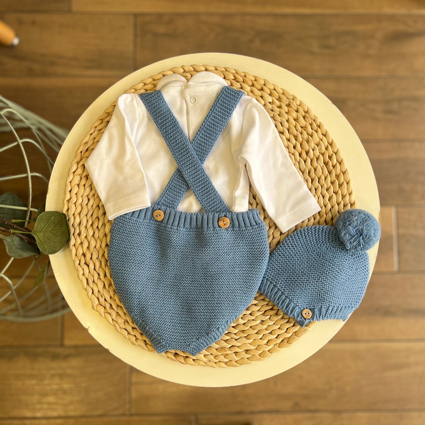 Set cappellino,body e pagliaccetto in maglia