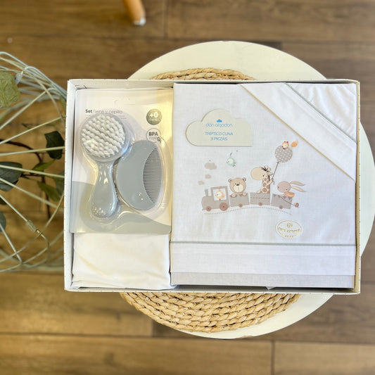 Set lettino + spazzole Trenino Safari Grigio